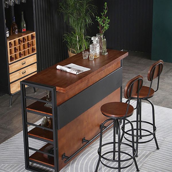 Industrial 1/2/3 Pieces Counter Height Set Rectangle Solid Wood Pub Table Set Clearhalo 'Bar Furniture' 'furn' 'furn_home_bar_bar_sets' 'Furniture' 'Home Bars & Bar Sets' 'home_bar_bar_sets' 'Kitchen & Dining Furniture' 1200x1200_2749983c-2c77-46b6-bd7e-b3d6f31483e7
