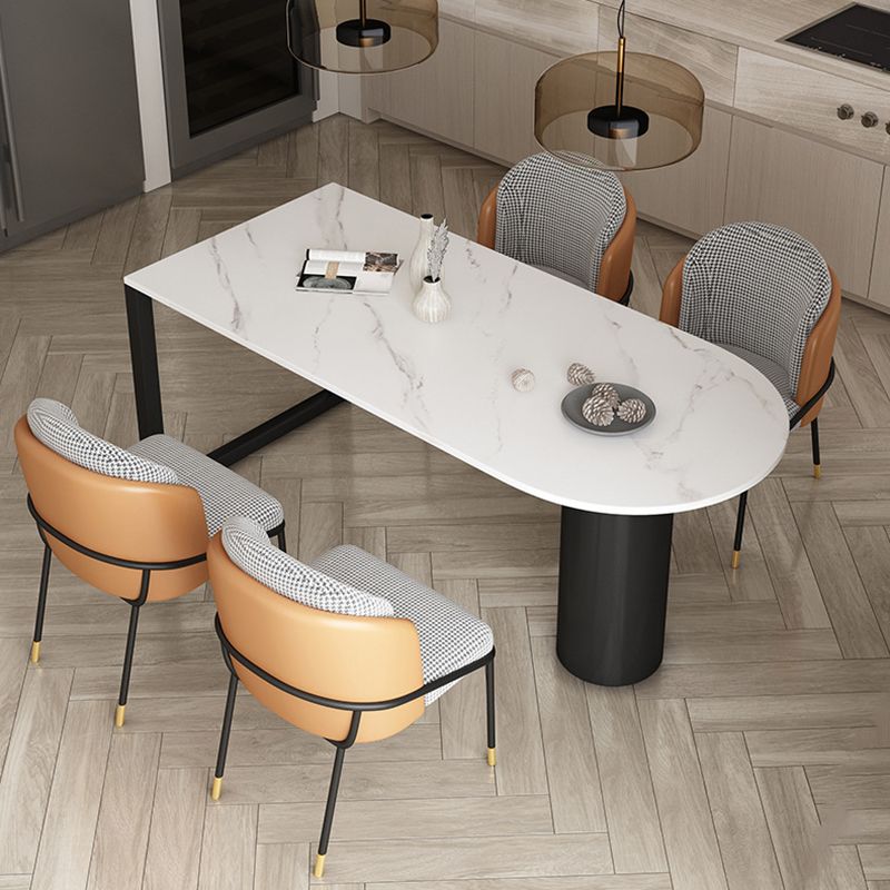 Free Form Sintered Stone Dining Table Modern Dining Table with Double Pedestal for Home Clearhalo 'Dining Tables & Seating' 'Dining Tables' 'dining_table' 'furn' 'furn_dining_table' 'Furniture' 'Kitchen & Dining Furniture' 1200x1200_2749d6b0-06bb-4365-b52e-e57814eb1784