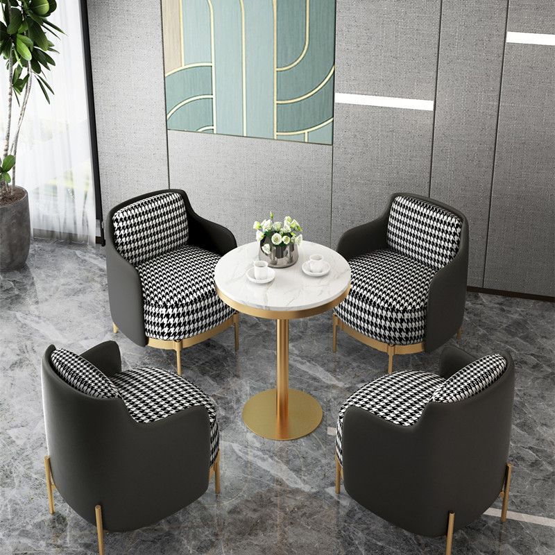 Zeitgenössisches Kunstleder und Leinensofa abgenähter Arm Standard -Sofa