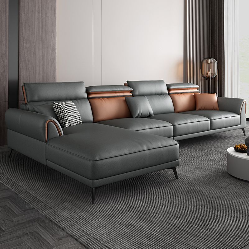 Contemporary Stain-Resistant Faux Leather 4-Seater L-Shape Sofa