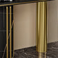 Modern Accent Table Marble Console Table with 1 Shelf for Hall , 33.46 Inch Tall Clearhalo 'Console Tables' 'console_tables' 'Entry & Mudroom Furniture' 'furn' 'furn_console_tables' 'Furniture' 1200x1200_2750008f-fdf1-4df8-a7c2-f19d8af4a0be