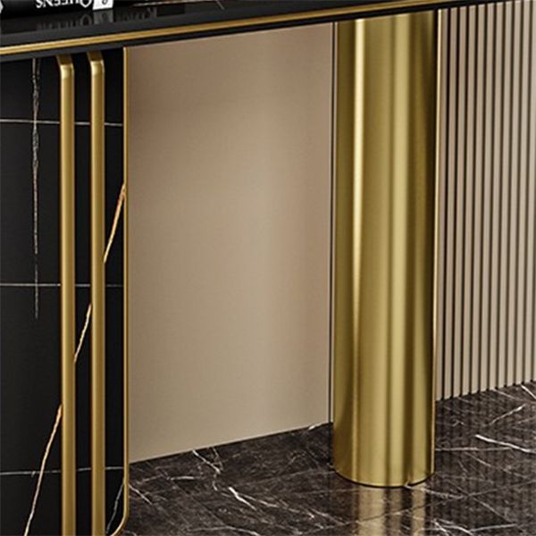 Modern Accent Table Marble Console Table with 1 Shelf for Hall , 33.46 Inch Tall Clearhalo 'Console Tables' 'console_tables' 'Entry & Mudroom Furniture' 'furn' 'furn_console_tables' 'Furniture' 1200x1200_2750008f-fdf1-4df8-a7c2-f19d8af4a0be