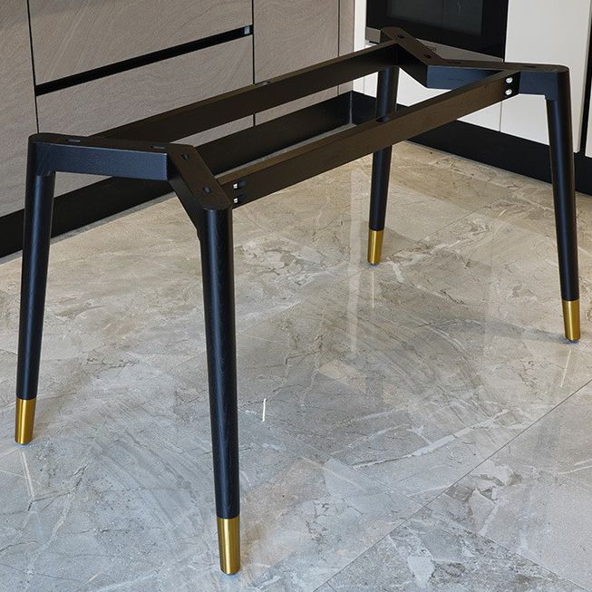 Rettangolo tavolo da pranzo di lusso scrivania in pietra sinterizzata con 4 gambe metalliche