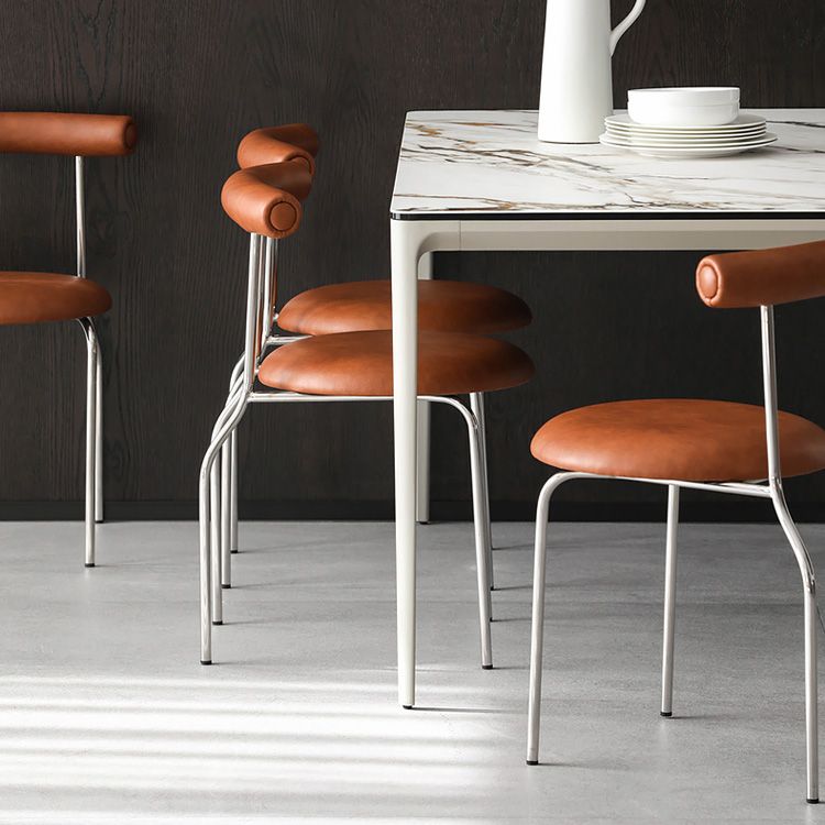 Contemporary PU Leather Side Chair Open Back Stackable Dining Side Chair Clearhalo 'Dining Chairs' 'Dining Tables & Seating' 'dining_chair' 'furn' 'furn_dining_chair' 'Furniture' 'furniture_dining_chair' 'Kitchen & Dining Furniture' 1200x1200_2751677a-3674-4827-a8e8-13fe438821f4