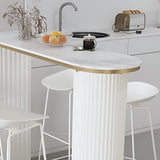 Industrial Bar Table Set 1/5 Pcs Stone Top Bar Table and Plastic Stools