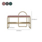 Glam Style Entryway Bench Cushioned Metal Seating Bench with Shelves