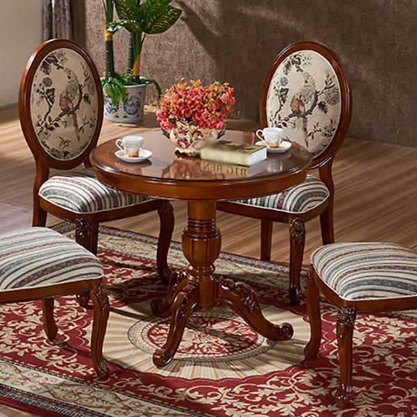 Solid Wood Victorian Round Dining Table Rubberwood Table with Pedestal Base Clearhalo 'Dining Tables & Seating' 'Dining Tables' 'dining_table' 'furn' 'furn_dining_table' 'Furniture' 'furniture_dining_table' 'Kitchen & Dining Furniture' 'kitchen' 'kitchen_dining_table' 1200x1200_27520f51-1668-4d90-9833-1f2d57ba128c