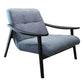 Solid Color Wooden Lounge Chair Genuine Leather Bedroom Side Chair
