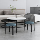 Footstool Ottoman Tear Resistant Solid Glam Cotton Blend Round Ottoman