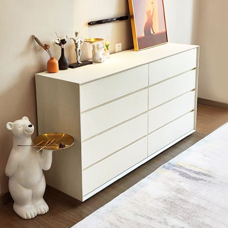 Cassa di stoccaggio orizzontale di pino contemporaneo con cassetti a chiusura morbida per la casa