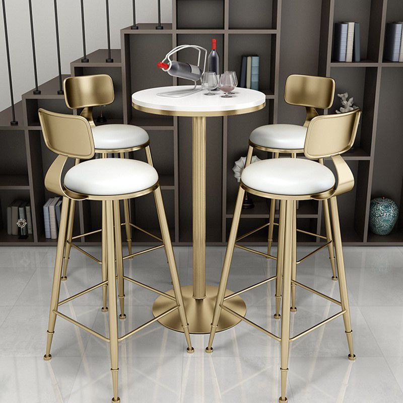 Glam 1/3/5 Pieces Bar Table Set Round Stone Counter Table with High Stools Clearhalo 'Bar Furniture' 'furn' 'furn_home_bar_bar_sets' 'Furniture' 'Home Bars & Bar Sets' 'home_bar_bar_sets' 'Kitchen & Dining Furniture' 1200x1200_2758accc-72da-426b-82c5-6022687e4572