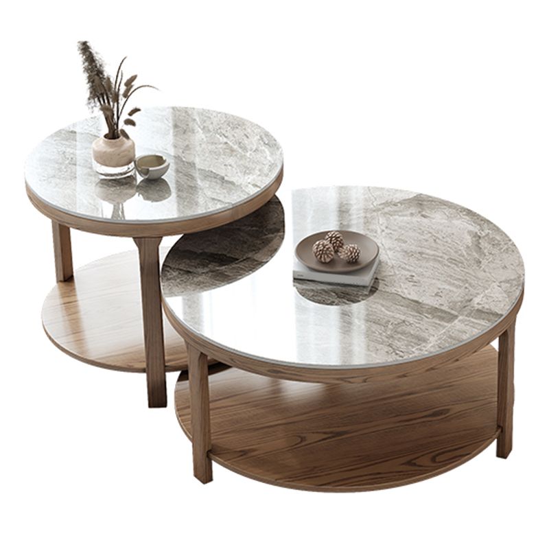Mesa de centro moderna redonda de 3 patas, sin juego de mesa de centro angustiante con estante