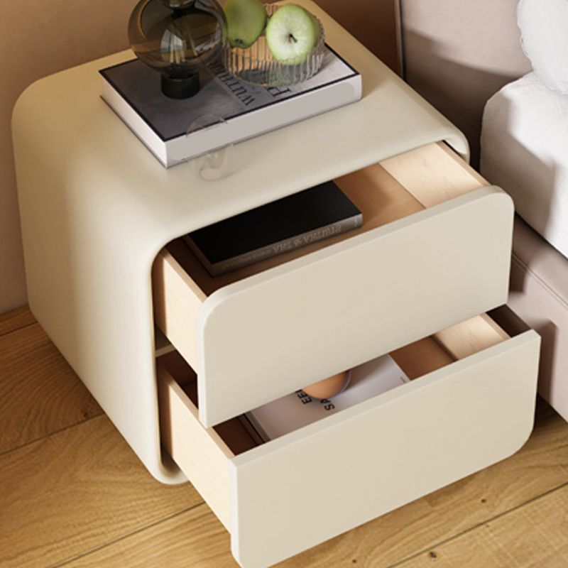 Mesa de 2 cajones de estilo contemporáneo Marco de madera maciza de cuero Nightsand