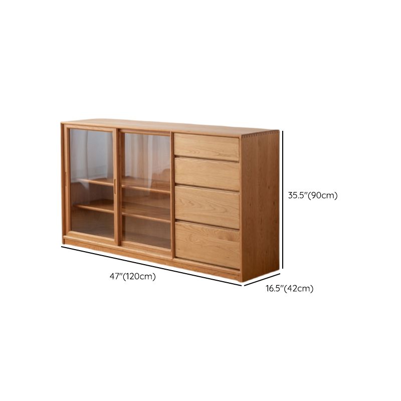 Contemporary Brown Sliding Doors Sideboard Solid Wood Buffet Table with 4 Drawers Clearhalo 'buffet_sideboard' 'Buffets & Sideboards' 'furn' 'furn_buffet_sideboard' 'Furniture' 'Kitchen & Dining Furniture' 1200x1200_275e33f3-36a3-4625-8e58-a83bec106269