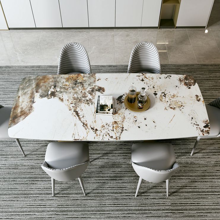 Modern Sintered Stone Table Dining Rectangle Table with Metal Legs for Home Use Clearhalo 'Dining Tables & Seating' 'Dining Tables' 'dining_table' 'furn' 'furn_dining_table' 'Furniture' 'Kitchen & Dining Furniture' 1200x1200_275ef42f-2f43-406f-b487-fd33a3750157
