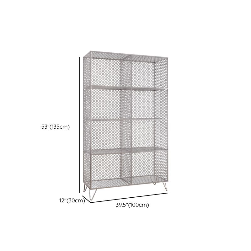 Metal Closed Back Standard Bookshelf Shelves Included Bookcase in Silver