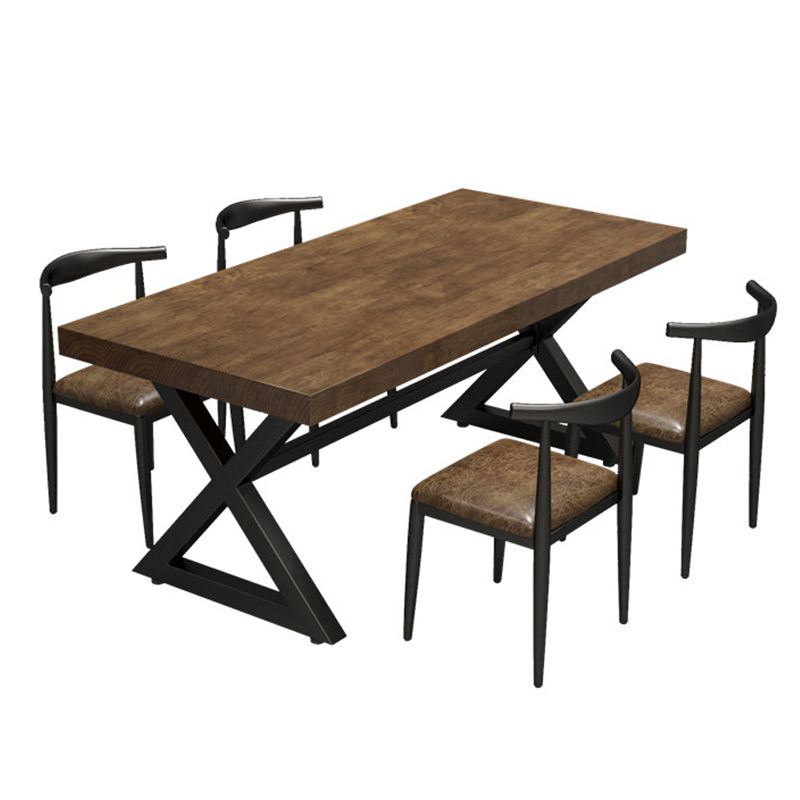 Industrial Style Home Pine Dining Table Rectangle Shape Table with Trestle Base Clearhalo ' dining_table' 'Dining Tables & Seating' 'Dining Tables' 'furn' 'furn_dining_table' 'Furniture' 'furniture_dining_table' 'Kitchen & Dining Furniture' 'kitchen&dining_furn' 'kitchen' 'kitchen_dining_table' 1200x1200_27626b3f-6dc3-4826-a288-b943d212c100