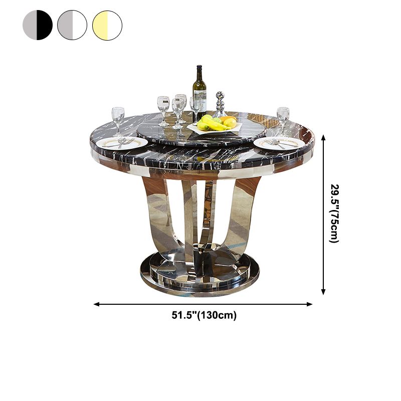 Marble Dining Table Luxury Style Single Pedestal Base Round Table for Dining Room Clearhalo ' dining_table' 'Dining Tables & Seating' 'Dining Tables' 'furn' 'furn_dining_table' 'Furniture' 'furniture_dining_table' 'Kitchen & Dining Furniture' 'kitchen&dining_furn' 'kitchen' 'kitchen_dining_table' 1200x1200_2762ad84-3fe6-44b8-9966-60343f48a728