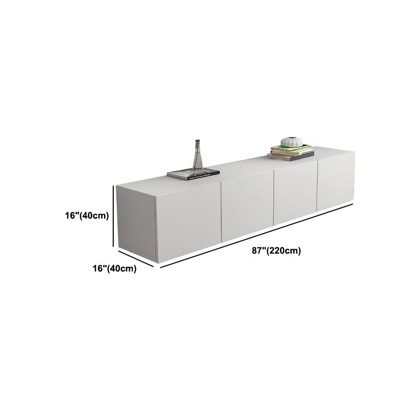 12 / 16 - Inch TV Console Faux Wood TV Console Stand With Cabinets / Drawers in White Clearhalo 'furn' 'furn_tv_stands_entertainment_centers' 'Furniture' 'Living Room Furniture' 'TV Stands & Entertainment Centers' 'TV Stands & Media Storage Furniture' 'tv_stands_entertainment_centers' 1200x1200_27634d50-8808-484c-ab98-753c6dced06c