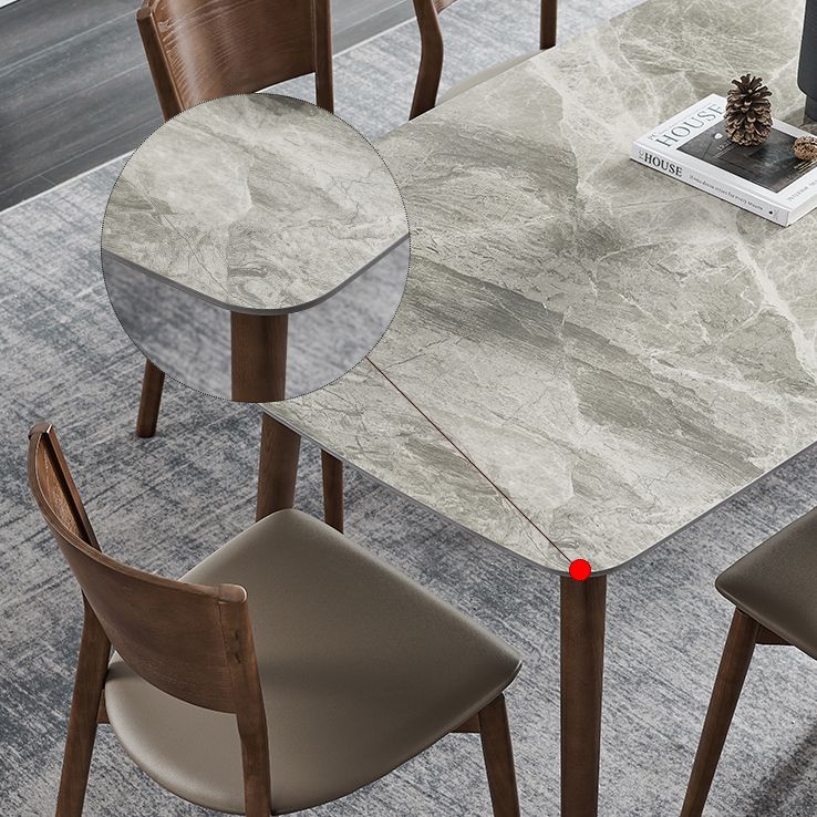 Glam Sintered Stone Standard Dining Table Gray Rectangle Shape Dining Table for Kitchen Clearhalo ' dining_table' 'Dining Tables & Seating' 'Dining Tables' 'furn' 'furn_dining_table' 'Furniture' 'furniture_dining_table' 'Kitchen & Dining Furniture' 'kitchen&dining_furn' 'kitchen' 'kitchen_dining_table' 1200x1200_2763a59a-3e07-459c-bedb-e8fe39e8588e