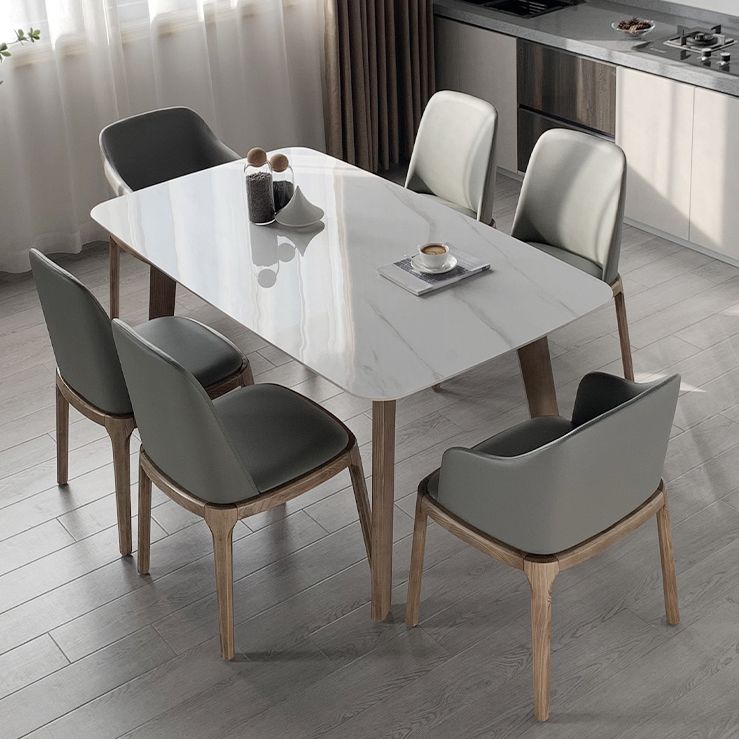 Rectangle 4 Legs Minimalist Table Three-Color Fixed Table of Sintered Stone Clearhalo ' dining_table' 'Dining Tables & Seating' 'Dining Tables' 'furn' 'furn_dining_table' 'Furniture' 'furniture_dining_table' 'Kitchen & Dining Furniture' 'kitchen&dining_furn' 'kitchen' 'kitchen_dining_table' 1200x1200_2764489c-d66b-4a2c-b088-58a20b221315