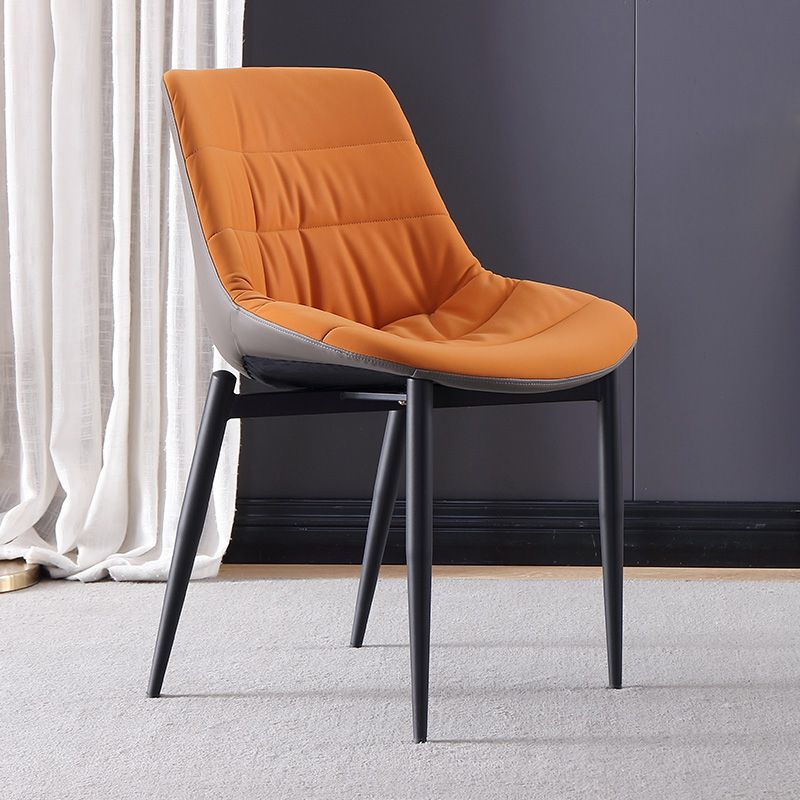 Industrial Metal Dining Room Chairs Armless Faux Leather Dining Chairs for Restaurant Use Clearhalo ' kitchen&dining_furn' 'Dining Chairs' 'Dining Tables & Seating' 'dining_chair' 'furn' 'furn_dining_chair' 'Furniture' 'furniture_dining_chair' 'Kitchen & Dining Furniture' 'kitchen' 1200x1200_27672891-5732-4a37-9bff-4d3ce94b41e9