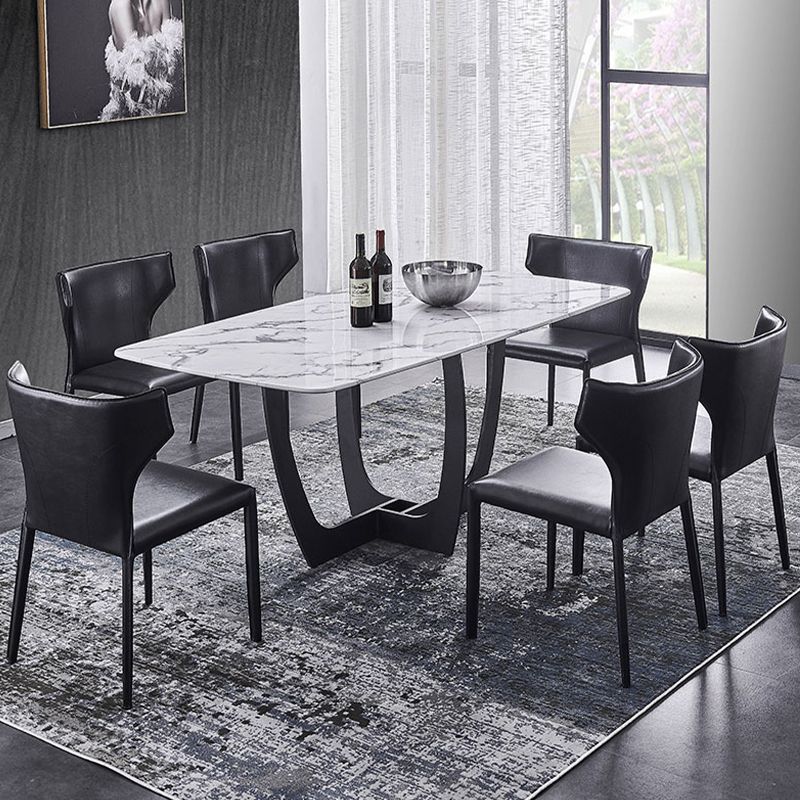 Chaise latéral en cuir moderne finition mate avec ailes pour salle à manger