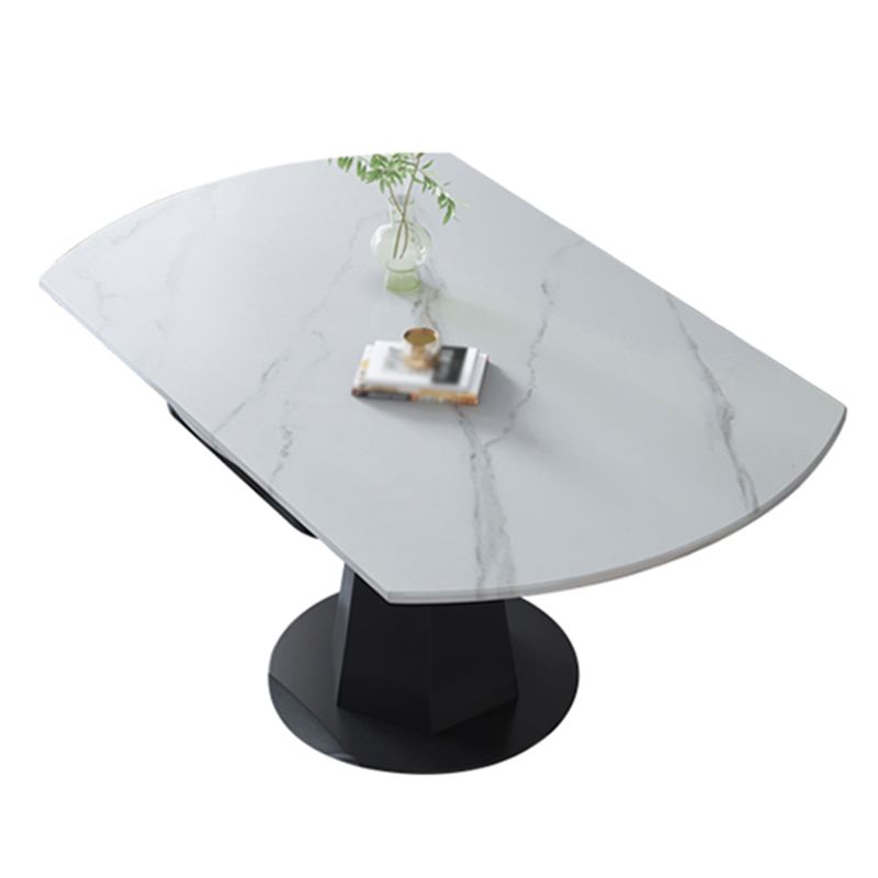 Modern Style Sintered Stone Dining Table Round Drop-Leaf Table with Pedestal Clearhalo ' dining_table' 'Dining Tables & Seating' 'Dining Tables' 'furn' 'furn_dining_table' 'Furniture' 'furniture_dining_table' 'Kitchen & Dining Furniture' 'kitchen&dining_furn' 'kitchen' 'kitchen_dining_table' 1200x1200_27695e85-b161-4d27-9fd9-211c2d0df3bb