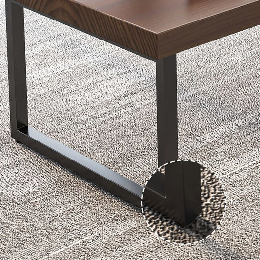 Bureau de bureau brun rectangulaire Bureau exécutif contemporain avec des jambes métalliques