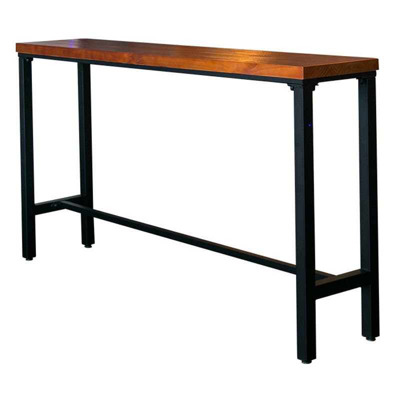 Solid Wood Bar Dining Table Industrial Bar Dining Table with Trestle Base in Black Clearhalo 'Bar Furniture' 'Bar Tables' 'bar_tables' 'furn' 'furn_bar_tables' 'Furniture' 'furniture_bar_tables' 'Kitchen & Dining Furniture' 1200x1200_276b81d4-7f60-4c1c-9e0b-ff44ba72496a