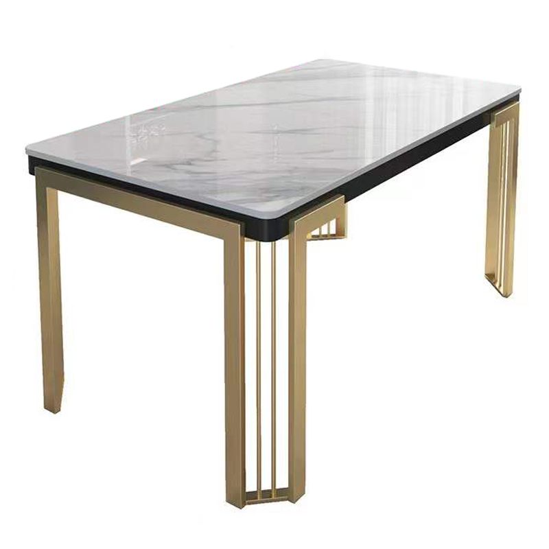 Traditional Luxury Dining Table Sintered Stone White Dining Table with Gold Frame Clearhalo 'Dining Tables & Seating' 'Dining Tables' 'dining_table' 'furn' 'furn_dining_table' 'Furniture' 'furniture_dining_table' 'Kitchen & Dining Furniture' 'kitchen' 'kitchen_dining_table' 1200x1200_276be2cb-759f-46eb-bdb1-69a7842a6e1c