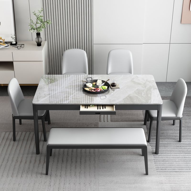 Rectangle Shape Sintered Stone Dining Table Simplicity 4 Legs Table for Dining Room Clearhalo ' dining_table' 'Dining Tables & Seating' 'Dining Tables' 'furn' 'furn_dining_table' 'Furniture' 'furniture_dining_table' 'Kitchen & Dining Furniture' 'kitchen&dining_furn' 'kitchen' 'kitchen_dining_table' 1200x1200_276c4ada-d7bf-417c-b110-31306e18eff1