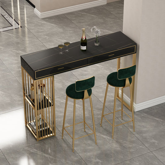 Nordic Style Storage Bar Table Stone Top Pub Table with 2 Drawers, Only Table Clearhalo 'Bar Furniture' 'Bar Tables' 'bar_tables' 'furn' 'furn_bar_tables' 'Furniture' 'furniture_bar_tables' 'Kitchen & Dining Furniture' 1200x1200_276ea4c6-6a39-499e-86cc-40a0f6efa38d