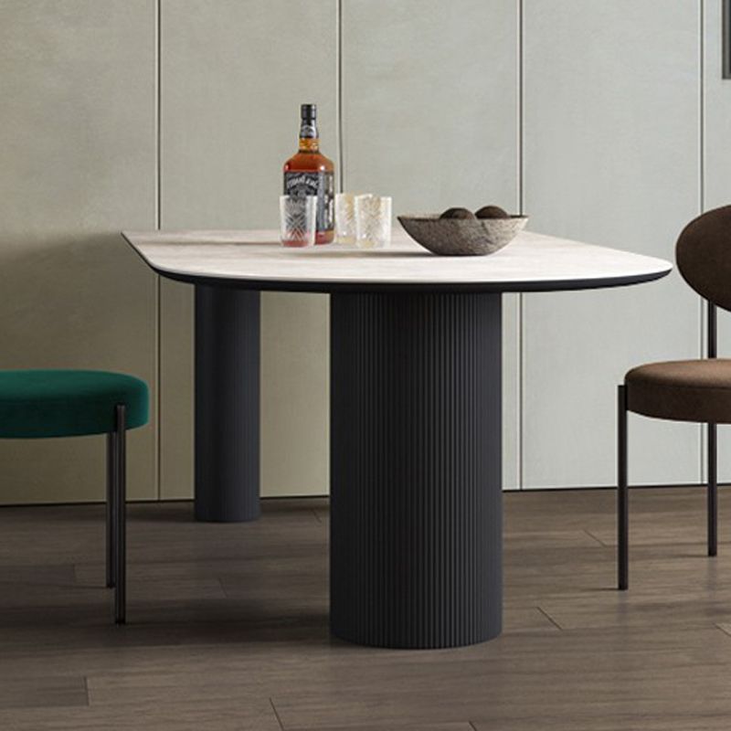 Contemporary Dining Table Sintered Stone Dining Table with 3 White Legs for Dining Clearhalo ' dining_table' 'Dining Tables & Seating' 'Dining Tables' 'furn' 'furn_dining_table' 'Furniture' 'furniture_dining_table' 'Kitchen & Dining Furniture' 'kitchen&dining_furn' 'kitchen' 'kitchen_dining_table' 1200x1200_276f67b8-cdfc-40d6-b4c9-a8fb1ea03bc6