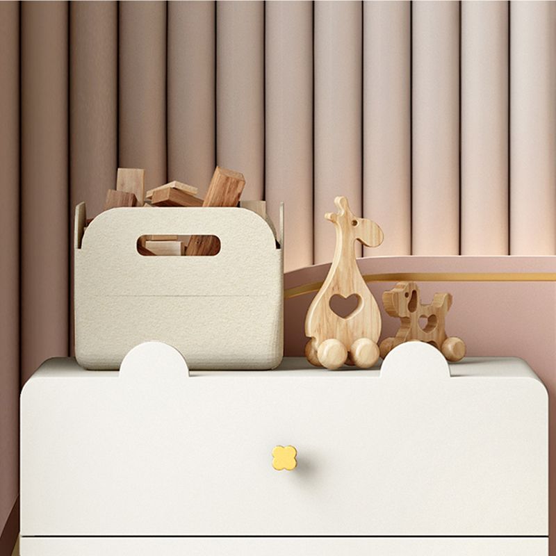 Commode de chambre blanche et rose, coffre de rangement en bois de style moderne avec plusieurs tiroirs