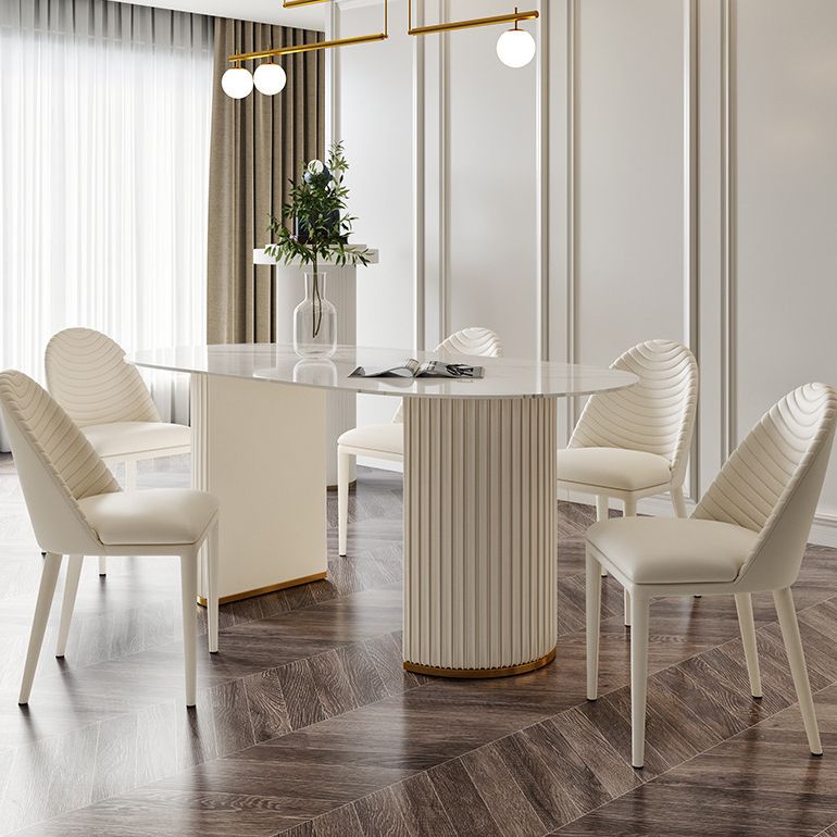 Glam 1/2/5/6/7 Pieces Dining Set Oval Shape Sintered Stone Dining Table Set Clearhalo 'Dining Room Sets' 'Dining Tables & Seating' 'dining_room_set' 'furn' 'furn_dining_room_set' 'Furniture' 'furniture_dining_room_set' 'Kitchen & Dining Furniture' 1200x1200_27770020-7df7-43fc-8b25-931bca316ae2