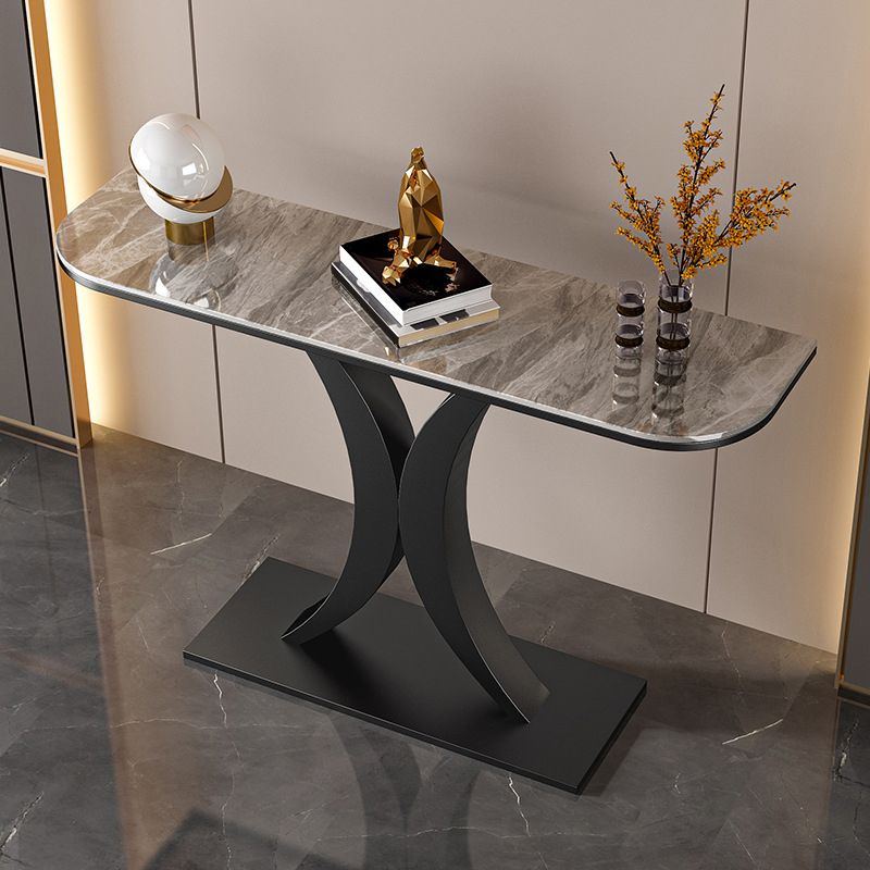 12 Inch Wide Glam Accent Table Half Moon Metal Console Table for Hall