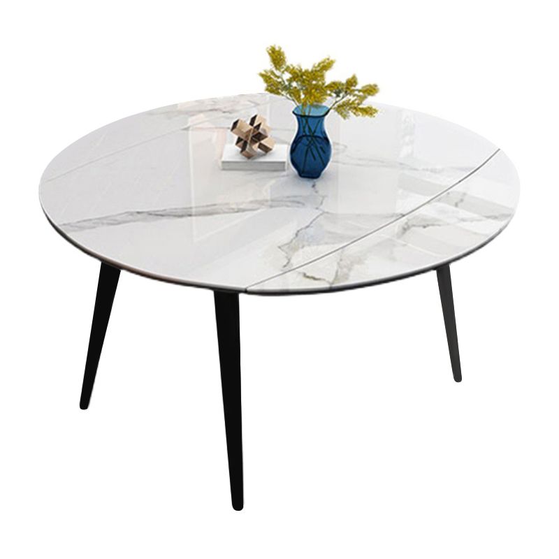 Simplicity Round Dining Room Table Sintered Stone Table with 4 Black Legs Clearhalo ' dining_table' 'Dining Tables & Seating' 'Dining Tables' 'furn' 'furn_dining_table' 'Furniture' 'furniture_dining_table' 'Kitchen & Dining Furniture' 'kitchen&dining_furn' 'kitchen' 'kitchen_dining_table' 1200x1200_277adb37-5b5d-49f6-8ab5-27c7d2bdc258