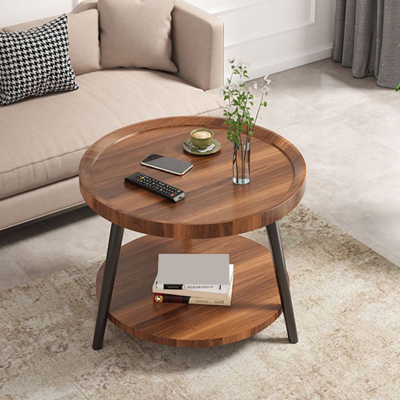 Wood Cocktail Table 3 Legs Modern Single Coffee Table with Shelf Clearhalo 'Coffee & Accent Tables' 'Coffee Tables' 'coffee_tables' 'furn' 'furn_coffee_tables' 'Furniture' 'Living Room Furniture' 1200x1200_277b4966-69d1-4f32-85b5-cee3991ae0fb