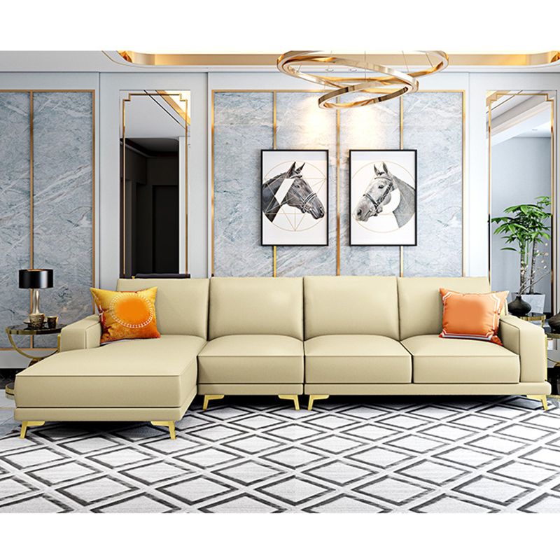 Modern Genuine Leather Sectional Square Arm Sofa with Removable Cushions Clearhalo 'furn' 'furn_sectionals' 'Furniture' 'furniture_sectionals' 'Living Room Furniture' 'Sectionals' 1200x1200_277bcfe8-10f4-4ad8-a9cd-55db0283ce74