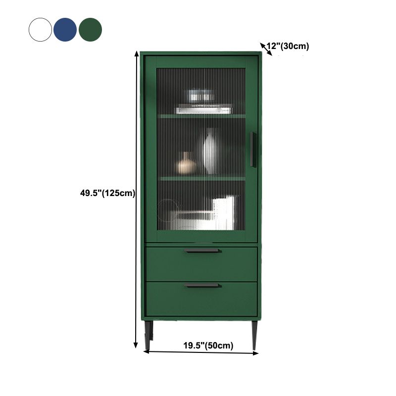 Armoire à accent en bois avec porte en verre et 4 pattes noires en acier
