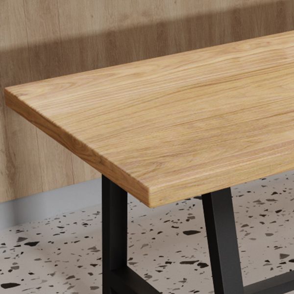 Industrial Solid Wood Rectangle Dining Khaki Standard Dining Table with Trestle Base Clearhalo ' dining_table' 'Dining Tables & Seating' 'Dining Tables' 'furn' 'furn_dining_table' 'Furniture' 'furniture_dining_table' 'Kitchen & Dining Furniture' 'kitchen&dining_furn' 'kitchen' 'kitchen_dining_table' 1200x1200_2781d3a6-84df-4b02-a012-15c1b6e53b91