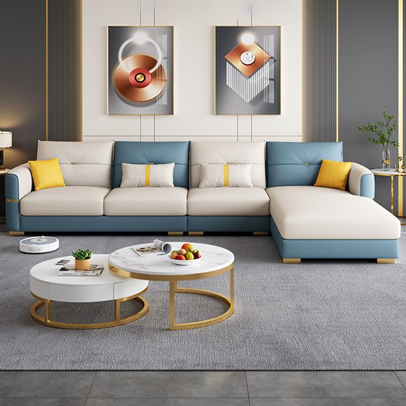 Sqaure Arm Tufted Back Sectional Luxurious 4-seat Sectional Sofa Clearhalo 'furn' 'furn_sectionals' 'Furniture' 'Living Room Furniture' 'Sectionals' 1200x1200_27836439-3c5b-4eb7-aeab-78d960ba2dd7