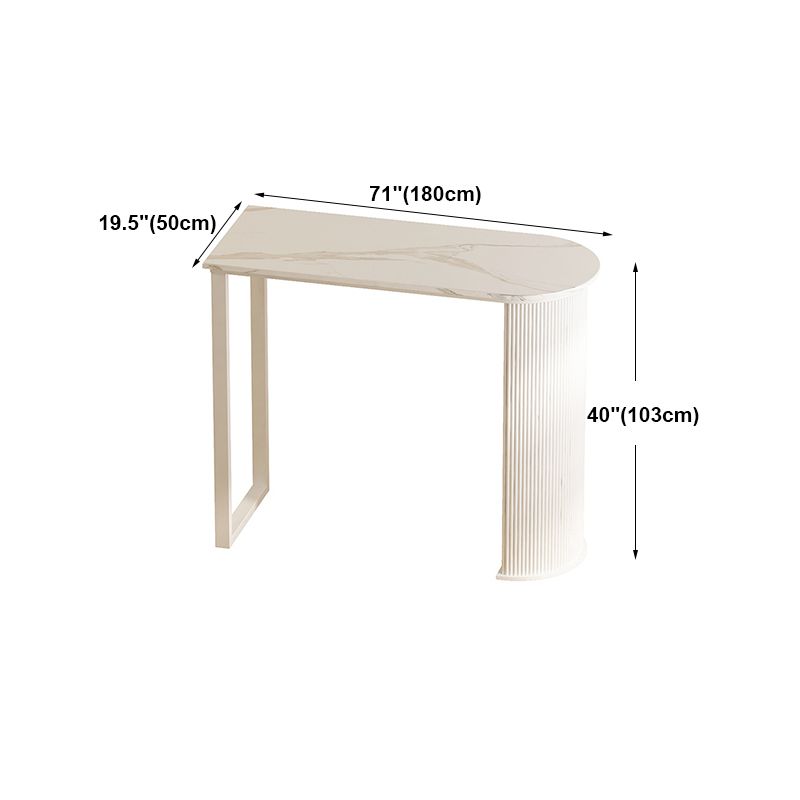 Industrial White Stone Pub Bar Table Indoor Steel Bar Dining Table with Double Pedestal Clearhalo 'Bar Furniture' 'Bar Tables' 'bar_tables' 'furn' 'furn_bar_tables' 'Furniture' 'furniture_bar_tables' 'Kitchen & Dining Furniture' 1200x1200_2783c10b-2cc9-4efa-b379-3f45790eeca5