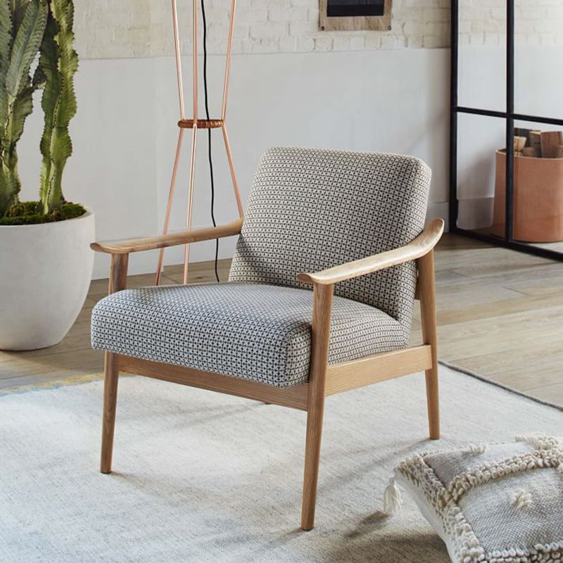 28,74 "fauteuil de fauteuil à bras massif en bois massif avec quatre jambes de base à quatre étapes