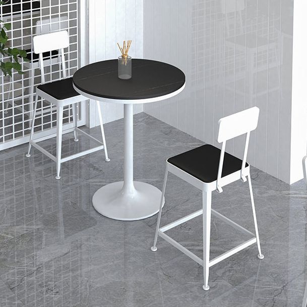 Tavolo da pub in stile glam altezza barra rotonda da 41,3 "tavolo da bar H con top in pietra