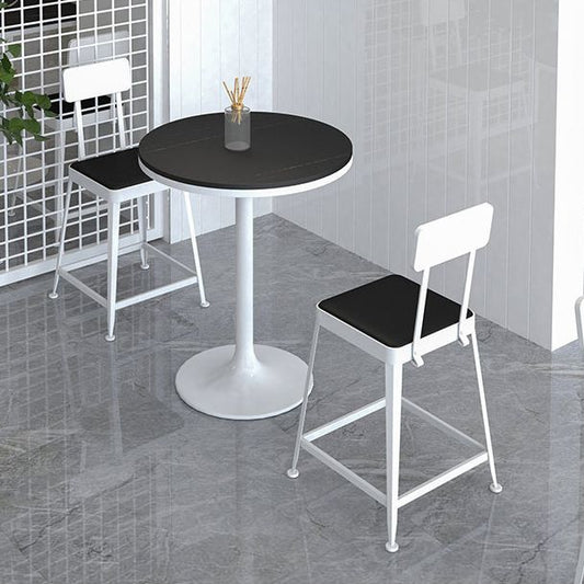 Tavolo da pub in stile glam altezza barra rotonda da 41,3 "tavolo da bar H con top in pietra