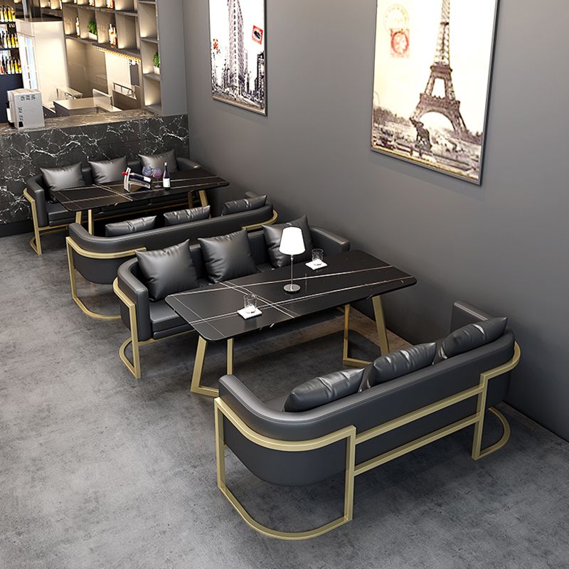 Industrial Style Sintered Stone Dinner Room Kitchen Table Black Table with Gold Frame Clearhalo ' dining_table' 'Dining Tables & Seating' 'Dining Tables' 'furn' 'furn_dining_table' 'Furniture' 'furniture_dining_table' 'Kitchen & Dining Furniture' 'kitchen&dining_furn' 'kitchen' 'kitchen_dining_table' 1200x1200_278b3b49-71b6-4b4d-8a16-56facf5778d9