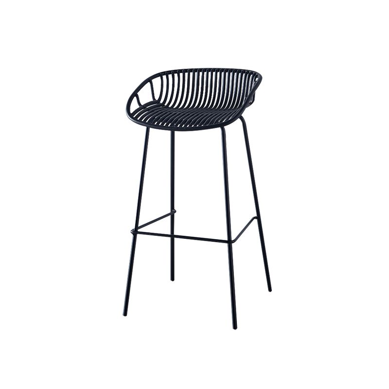 Nordic Backrest Counter Stool with Metal Base Plastic Armless Cafe Bar Chair with 4 Legs Clearhalo 'Bar Furniture' 'Bar Stools' 'bar_stools' 'furn' 'furn_bar_stools' 'Furniture' 'Kitchen & Dining Furniture' 1200x1200_278d135e-a8bd-418f-807a-7f1a7cf91ad9