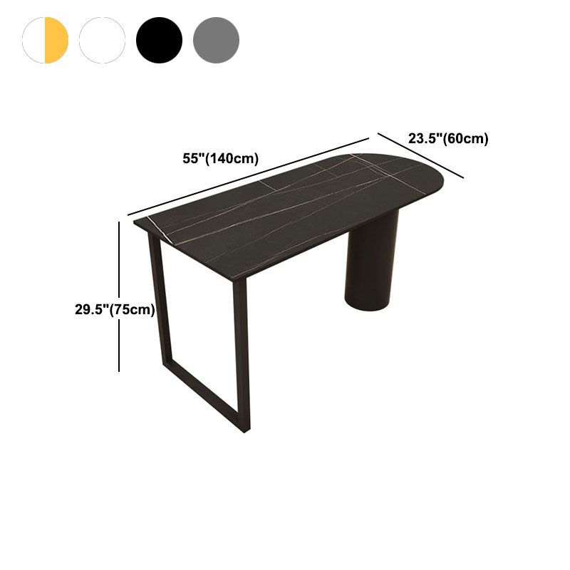 Modern Stone and Steel Dinette Table Double Pedestal Dining Room Black Frame Table Clearhalo 'Dining Tables & Seating' 'Dining Tables' 'dining_table' 'furn' 'furn_dining_table' 'Furniture' 'furniture_dining_table' 'Kitchen & Dining Furniture' 'kitchen' 'kitchen_dining_table' 1200x1200_278e5d67-c4f3-4f53-8054-1ddeba9eab7d